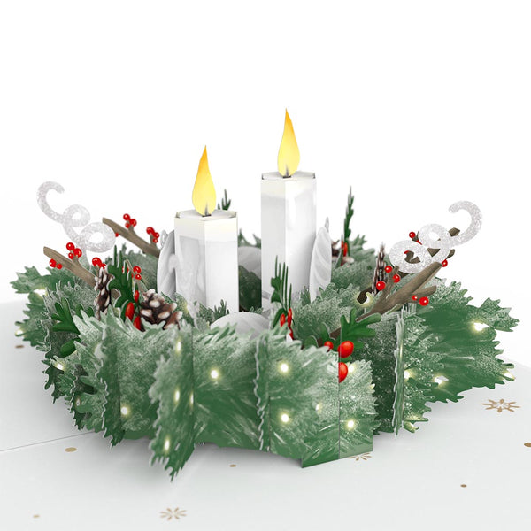 I Love Pop Winter Greens Christmas Candle Pop-Up Card