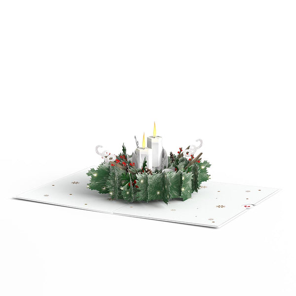 I Love Pop Winter Greens Christmas Candle Pop-Up Card