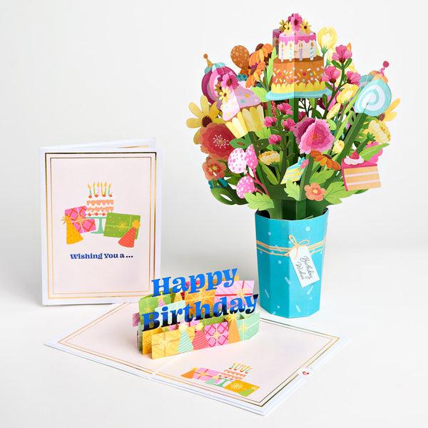i love pop Wishing You a Happy Birthday Pop-Up Card & Bouquet Bundle