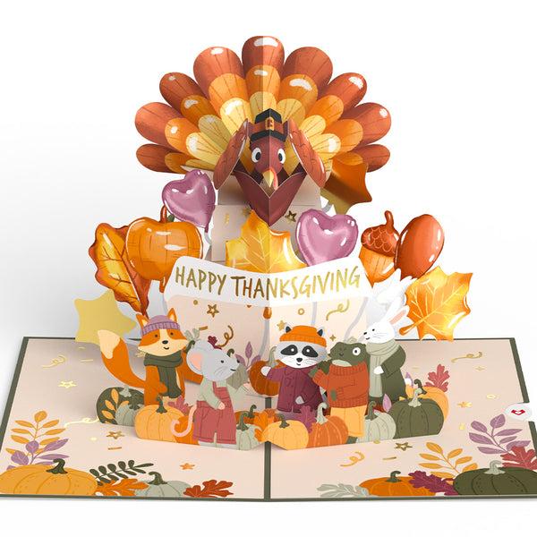 I Love Pop Woodland Animals Thanksgiving Day Parade Pop-Up Card