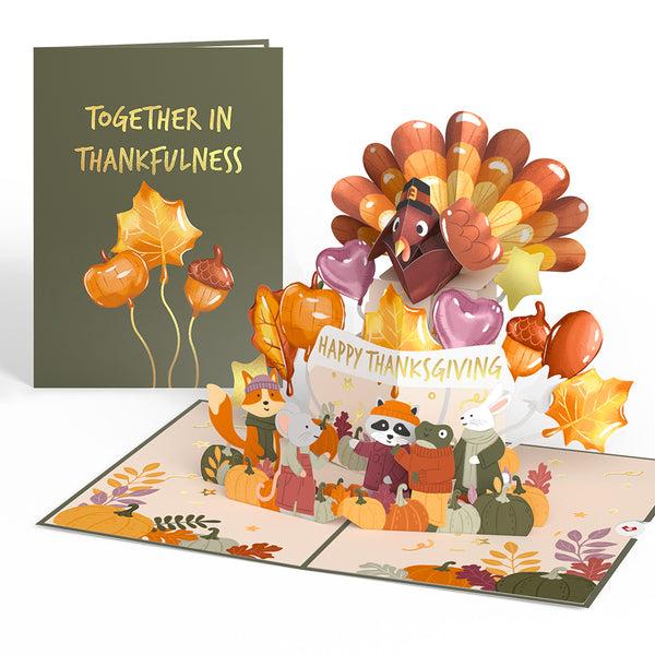i love pop Woodland Animals Thanksgiving Day Parade Pop-Up Card