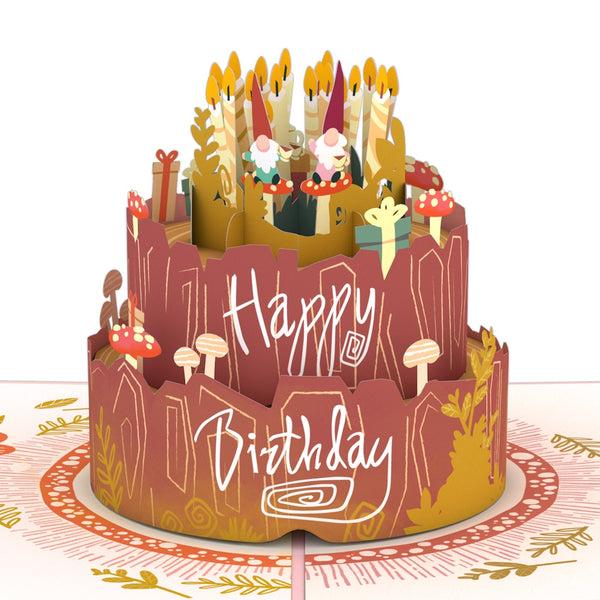 I Love Pop Woodland Gnomes Birthday Cake Pop-Up Card