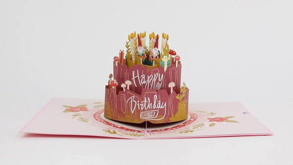 I Love Pop Woodland Gnomes Birthday Cake Pop-Up Card