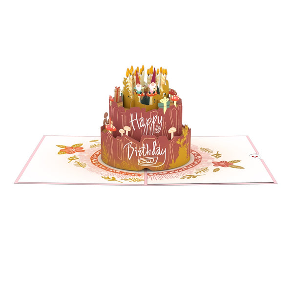 I Love Pop Woodland Gnomes Birthday Cake Pop-Up Card