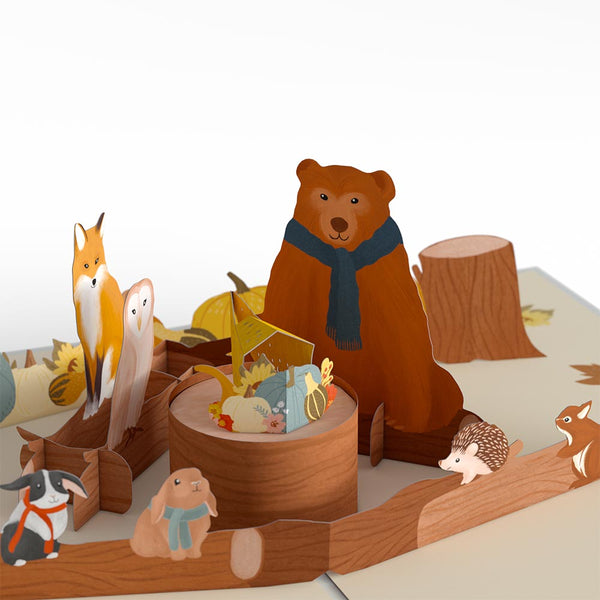 I Love Pop Woodland Harvest Thanksgiving Animals Pop-Up Card