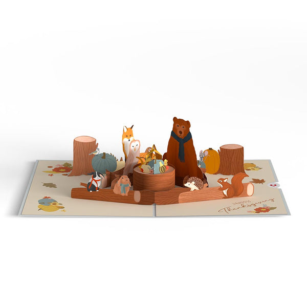 I Love Pop Woodland Harvest Thanksgiving Animals Pop-Up Card