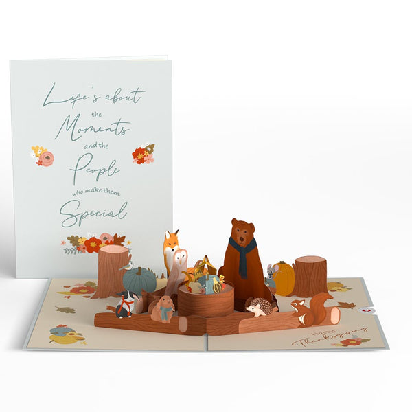 i love pop Woodland Harvest Thanksgiving Animals Pop-Up Card