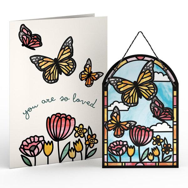 I Love Pop You Are So Loved Butterflies Suncatcher Card