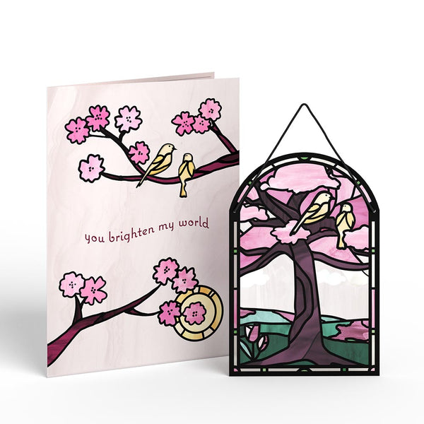I Love Pop You Brighten My World Birds Suncatcher Card