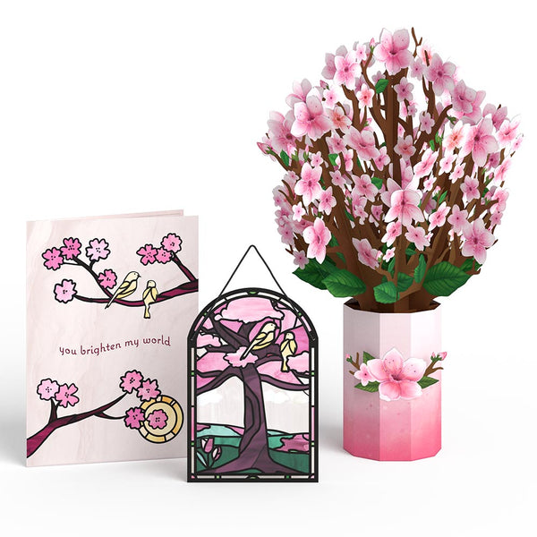i love pop You Brighten My World Birds Suncatcher Card & Pop-Up Bouquet Bundle