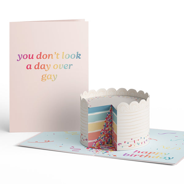 i love pop You Don't Look a Day Over Gay Birthday Pop-Up Card