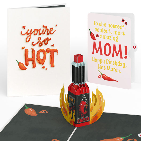 i love pop You’re So Hot - Hot Sauce Birthday Pop-Up Card and Sentiment Set for Mom