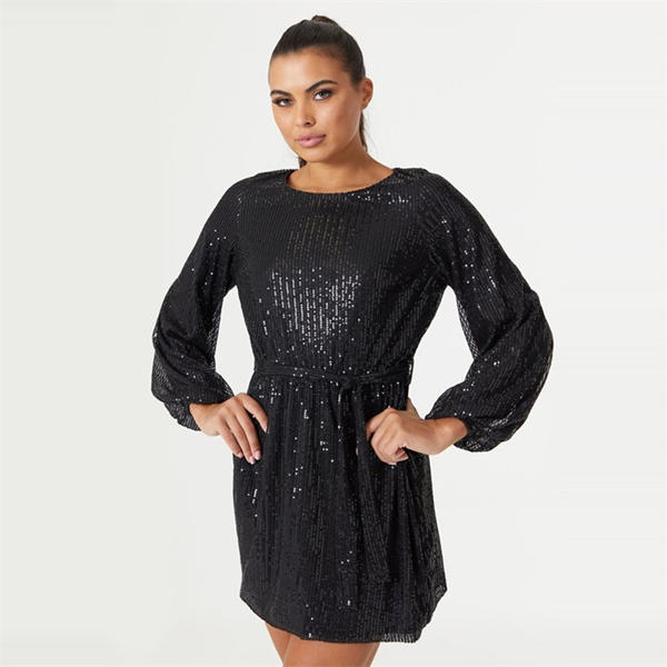 I Saw It First Belted Sequin Dress