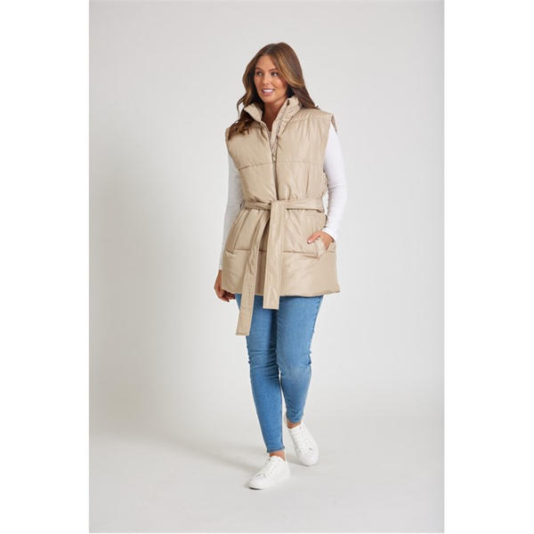 I Saw It First Belted Tie Padded Gilet