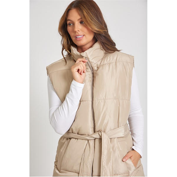 I Saw It First Belted Tie Padded Gilet