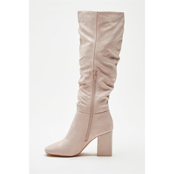 I Saw It First Block Heel Faux Suede Tall Boot
