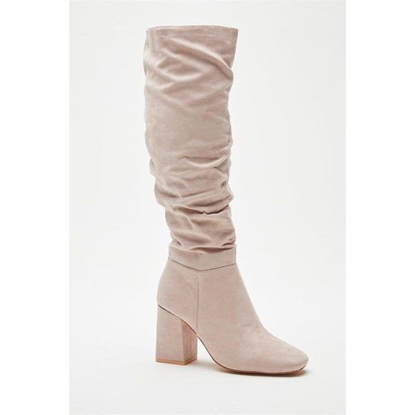 i saw it first Block Heel Faux Suede Tall Boot