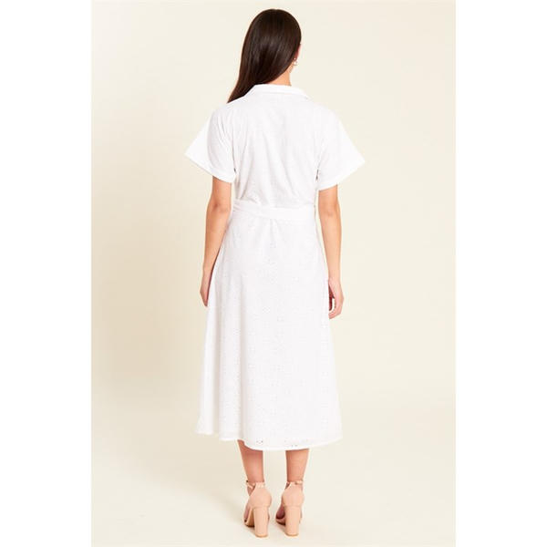 I Saw It First Broderie Tie Waist Midi Dress