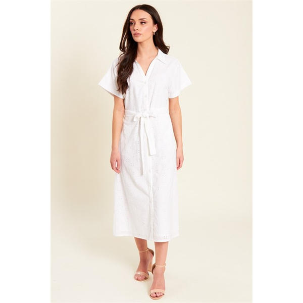 I Saw It First Broderie Tie Waist Midi Dress
