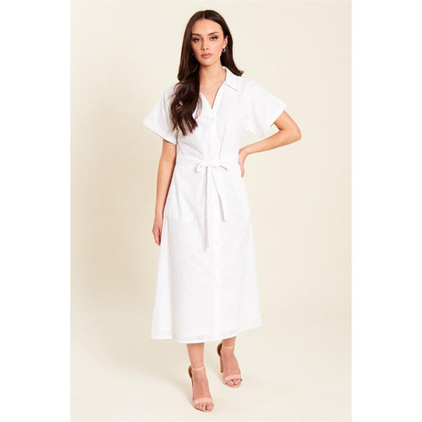 i saw it first Broderie Tie Waist Midi Dress