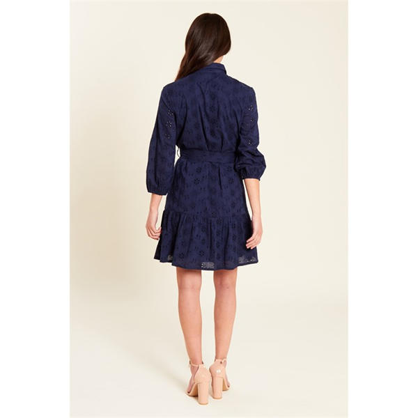I Saw It First Broderie Tie Waist Shirtdress