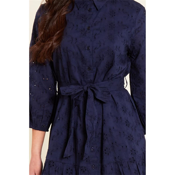 I Saw It First Broderie Tie Waist Shirtdress