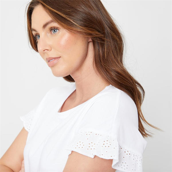 I Saw It First Broiderie Sleeve Pyjama Top