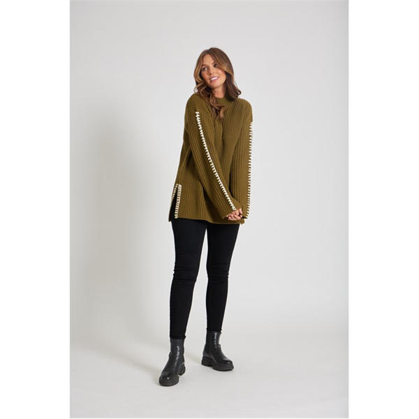 I Saw It First Contrast Stitch Jumper Womens