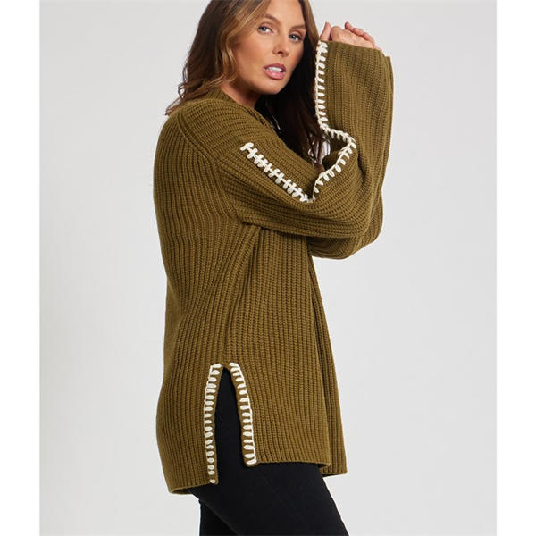 I Saw It First Contrast Stitch Jumper Womens