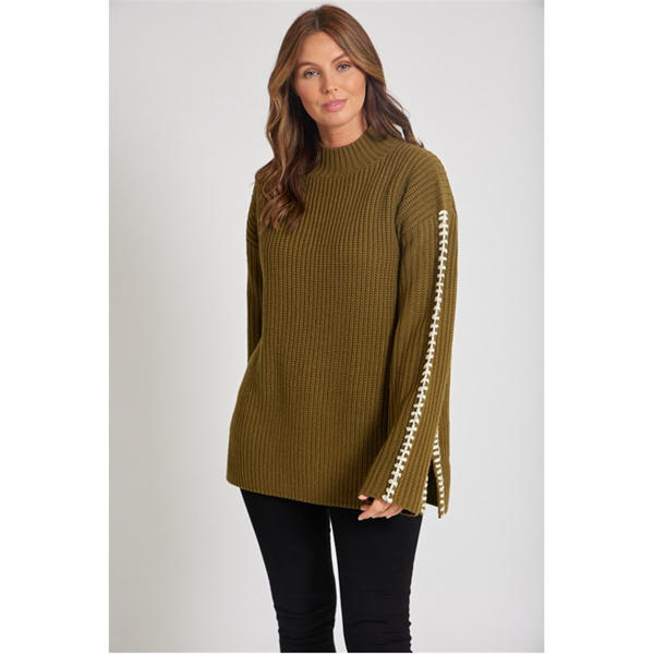 i saw it first Contrast Stitch Jumper Womens