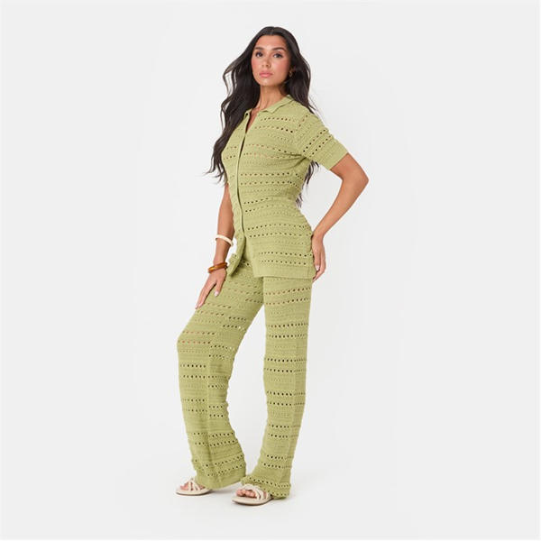 i Saw It First Crochet Shirt And Pant Set