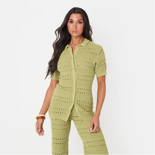 I Saw It First Crochet Shirt And Pant Set