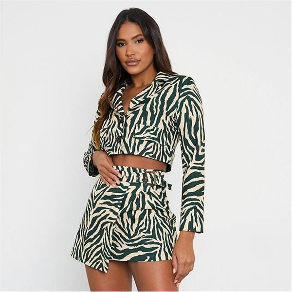 I Saw It First Cropped Zebra Printed Blazer