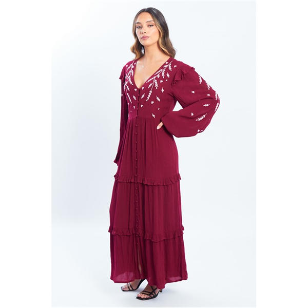I Saw It First Embroidered Maxi Dress