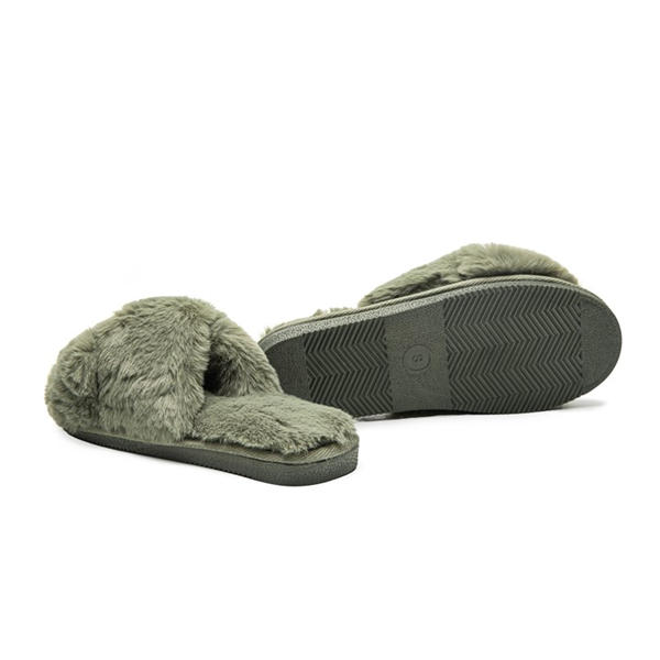 I Saw It First Faux Fur Cross Over Slipper