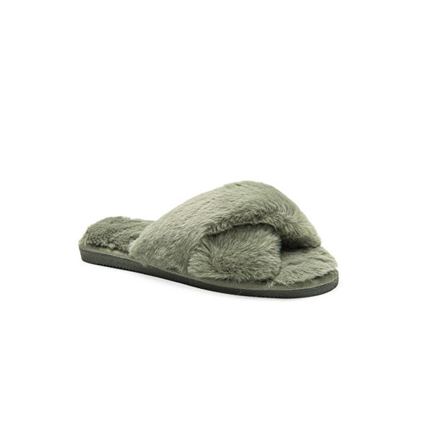 i saw it first Faux Fur Cross Over Slipper