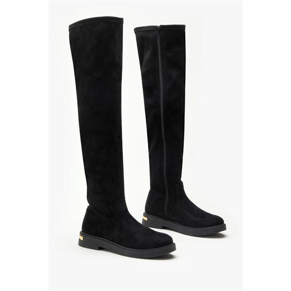 I Saw It First Flat Faux Suede Stretch Tall Boot