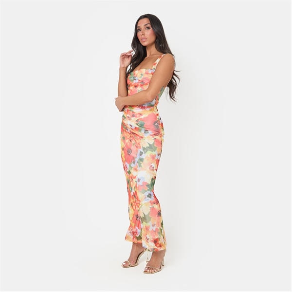 I Saw It First Floral Mesh Maxi Dress