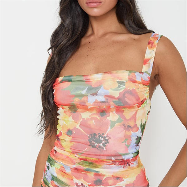 I Saw It First Floral Mesh Maxi Dress