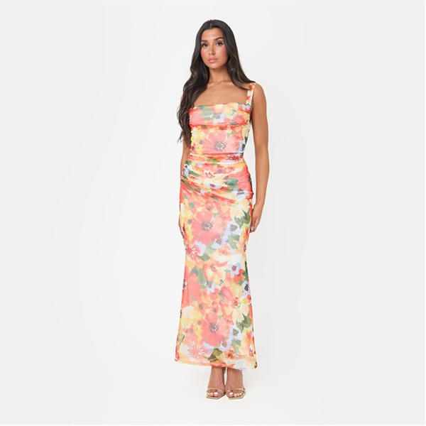 i saw it first Floral Mesh Maxi Dress