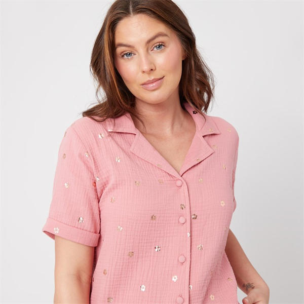 I Saw It First Foil Flower Woven Pyjama Set