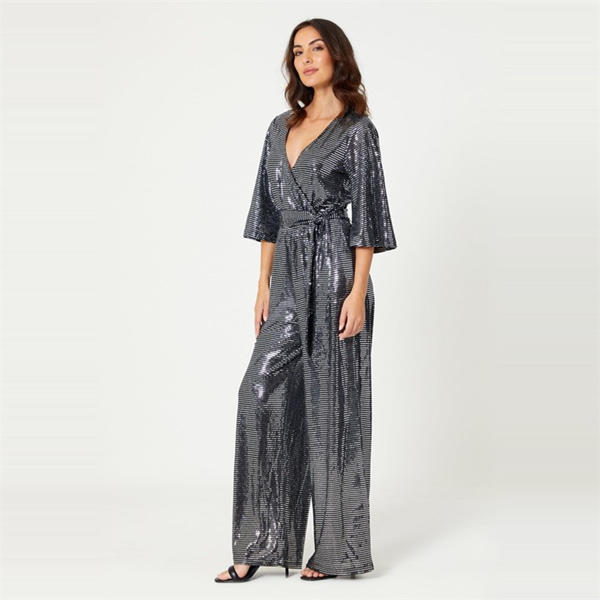 I Saw It First Glitter Tie Belt Jumpsuit