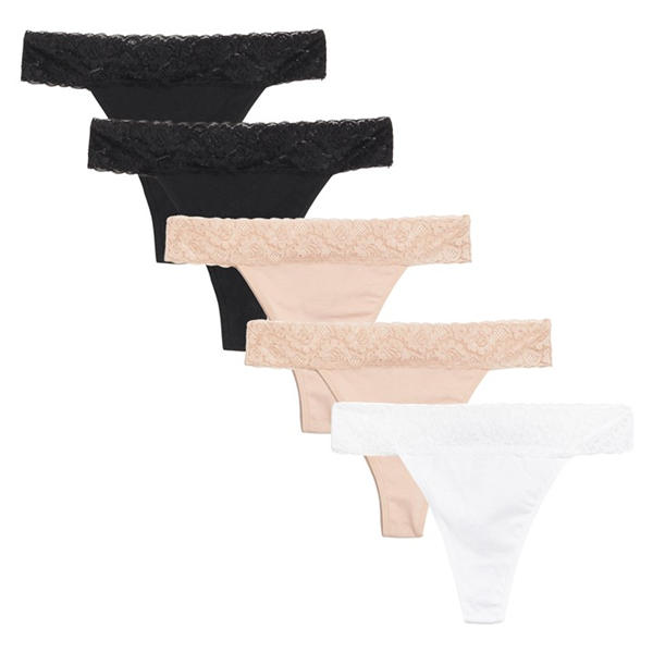 i saw it first Pack Lace Trim Cotton Thong