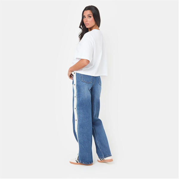 I Saw It First Popper Side Stripe Wide Leg Jean