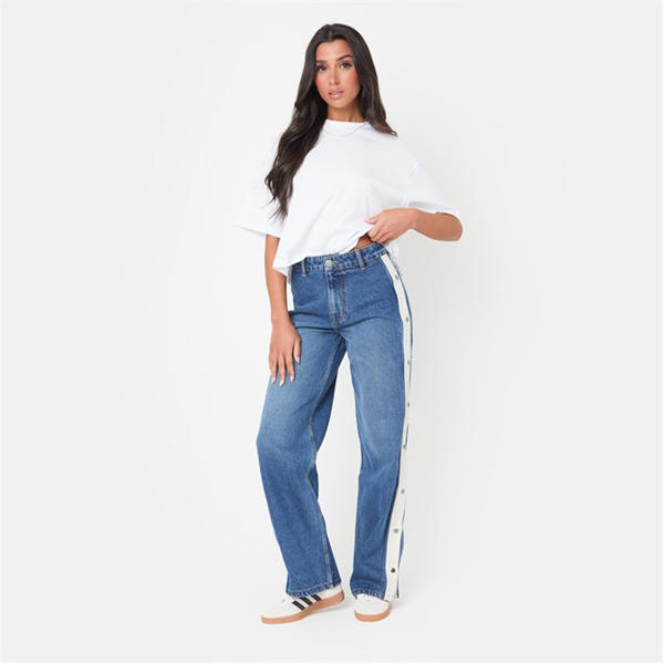 i saw it first Popper Side Stripe Wide Leg Jean