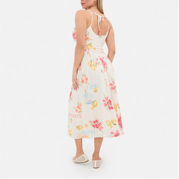 I Saw It First Printed Tie Back Midi Dress