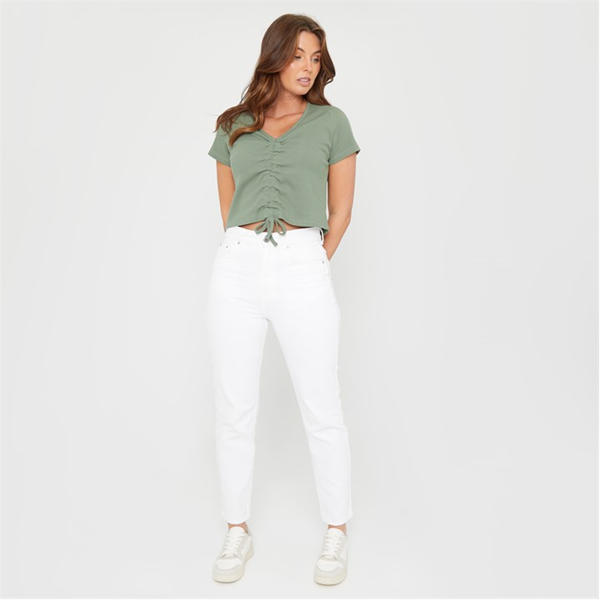 I Saw It First Ruched Rib Top Womens