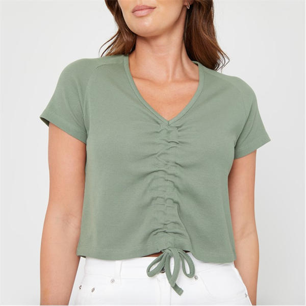 I Saw It First Ruched Rib Top Womens
