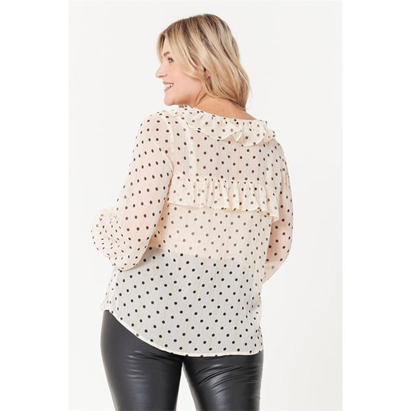 I Saw It First Ruffle Neck Spot Blouse