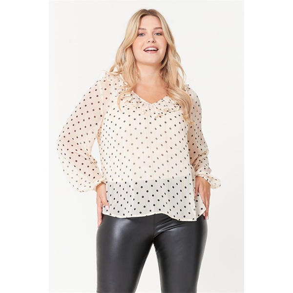 i saw it first Ruffle Neck Spot Blouse